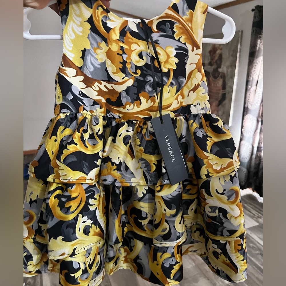 Baroccoflage kids print silk dress